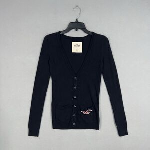 Hollister Sweater Womens XS Navy Blue Cardigan Preppy Academia Retro 90s Y2K